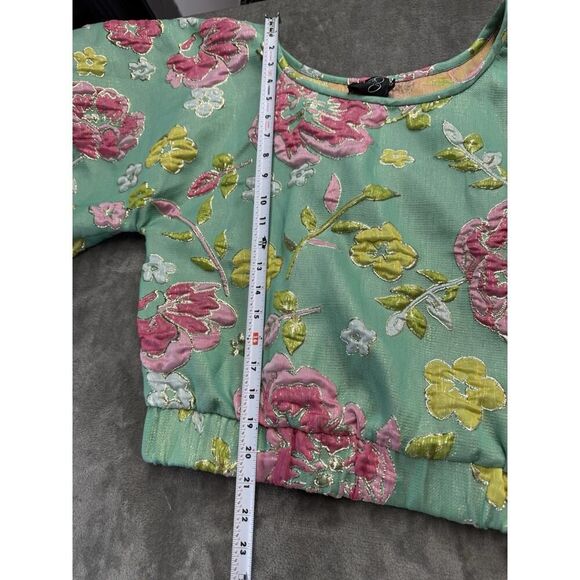 Arianne Elmy Green Good Luck Floral Embroidered Puff Sleeve Top Size S - Picture 11 of 15